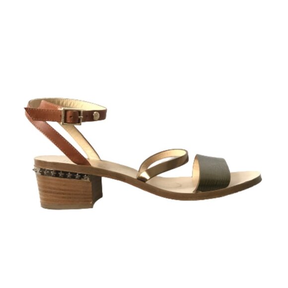 Jimmy Choo Leather Star Studded Wrap Sandals Womens 36.5 Brown Block Heels Shoes - Picture 13 of 13